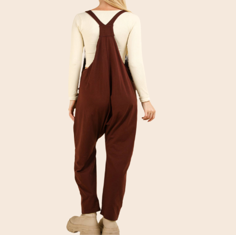 Loose Fit Solid Knit Baggy Jumpsuit