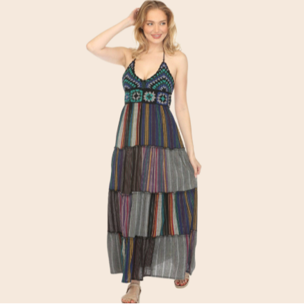 Patchwork Crochet Maxi Dress