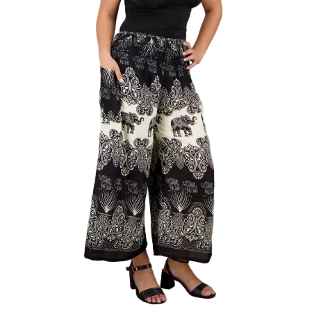 Rayon Elephant Striped Palazzo Pants