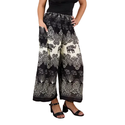 Rayon Elephant Striped Palazzo Pants
