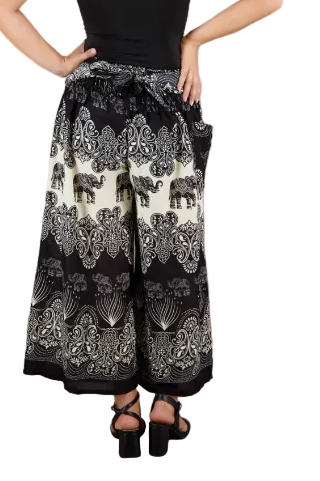 Rayon Elephant Striped Palazzo Pants