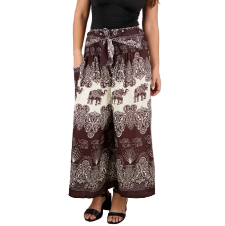 Rayon Elephant Striped Palazzo Pants
