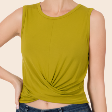 Twist Front Cropped Tank Top