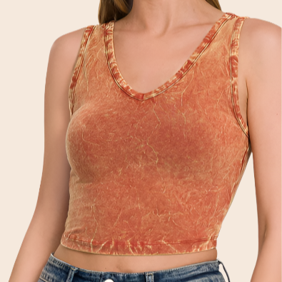 Mineral Washed Cropped Tank Top