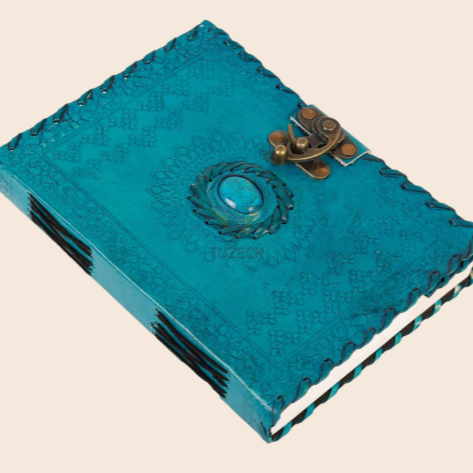 Turquoise Howlite Leather Journal