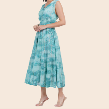 Lurex Fit and Flare Tie-Dye Dress