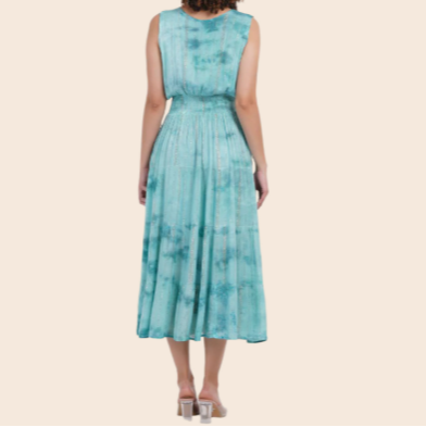 Lurex Fit and Flare Tie-Dye Dress