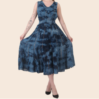 Lurex Fit and Flare Tie-Dye Dress