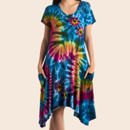Asymmetrical Hem Tie-Dye Dress