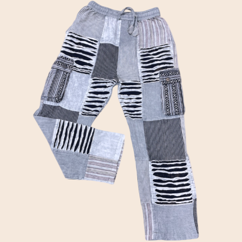 Gray Razor Patchwork Pants