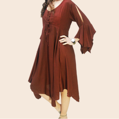 Lee Freely Fairy Dress with Slit Sleeves and Ties on Chest