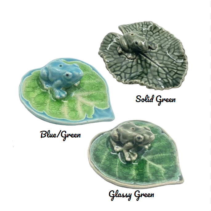 Frog on Leaf Ceramic Incense Holder