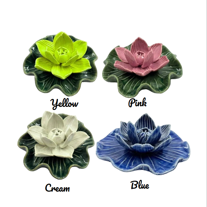 Ceramic Lotus Leaf Incense Holder