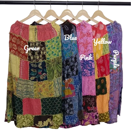 Patchwork Hand Thread Work Maxi Skirt
