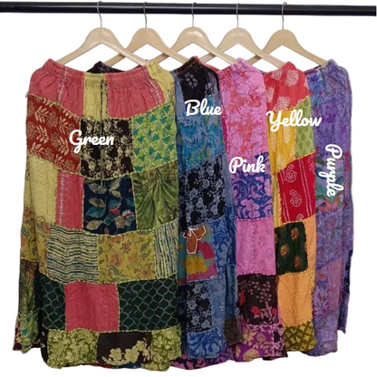 Patchwork Hand Thread Work Maxi Skirt