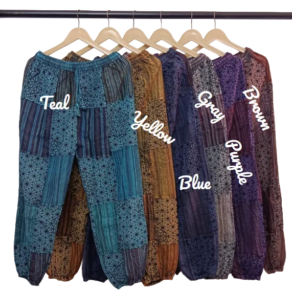 Patchwork Geometric Print Harem Pants