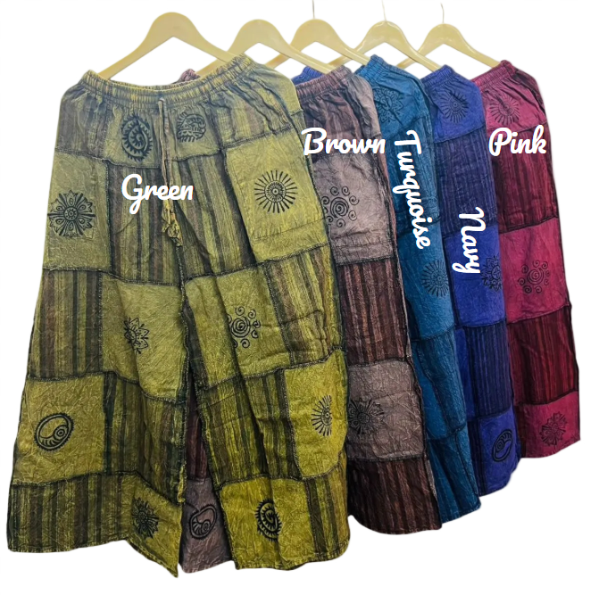 Wide Leg Over-Dyed Patchwork Pants