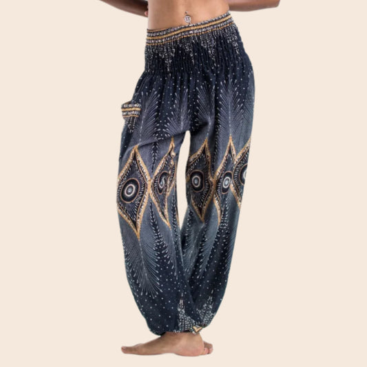 Black Diamond Peacock Harem Pants