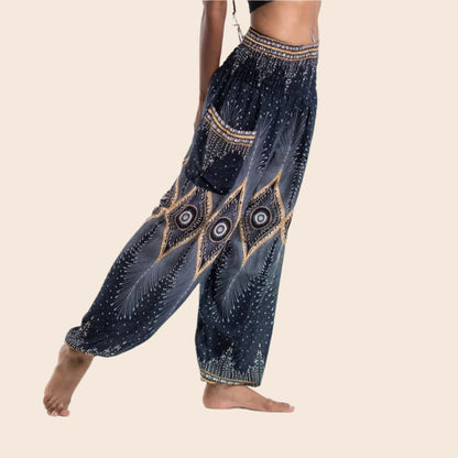 Black Diamond Peacock Harem Pants