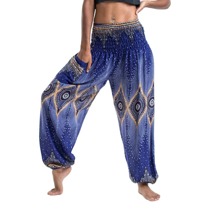 Blue Diamond Peacock Harem Pants