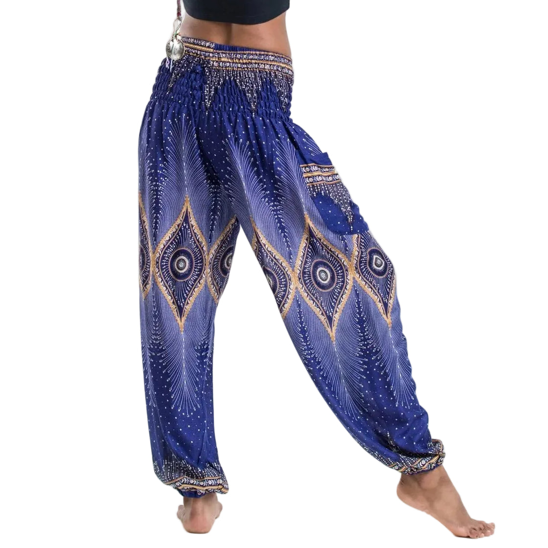 Blue Diamond Peacock Harem Pants