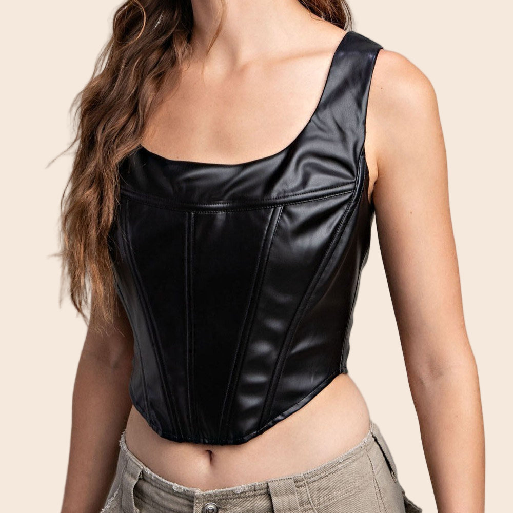 Cropped Leather Top