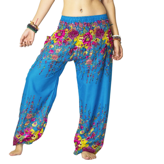 Ocean Blue Floral Harem Pants