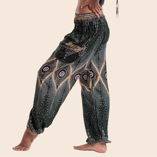 Green Diamond Peacock Harem Pants