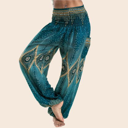 Turquoise Diamond Peacock Harem Pants