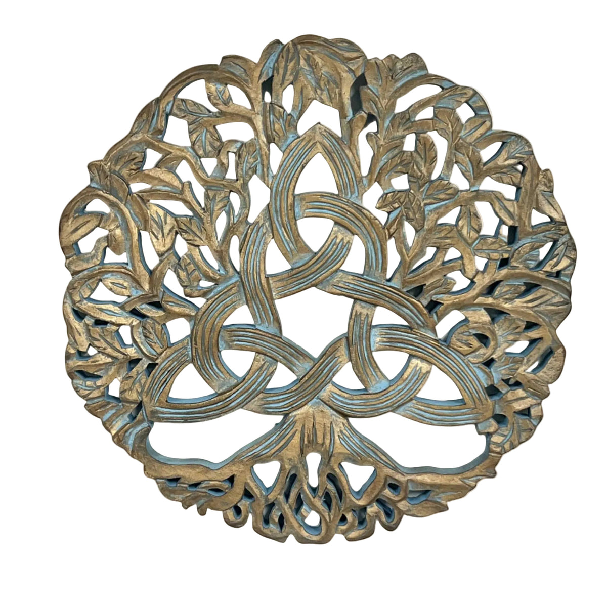 Wood Triquetra Wall Hanging Gold 12"
