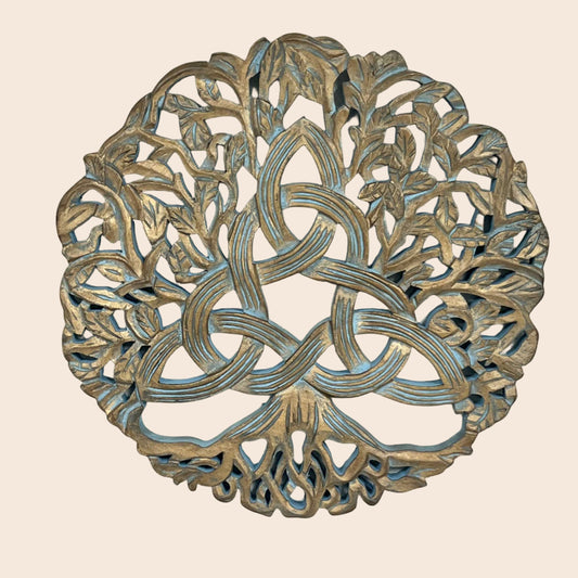 Wood Triquetra Wall Hanging Gold 12"