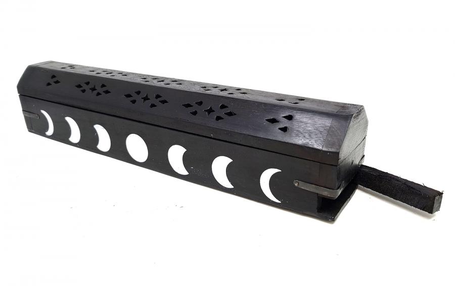 Black Moon Phase Coffin Incense Burner