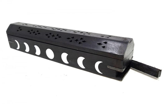 Black Moon Phase Coffin Incense Burner