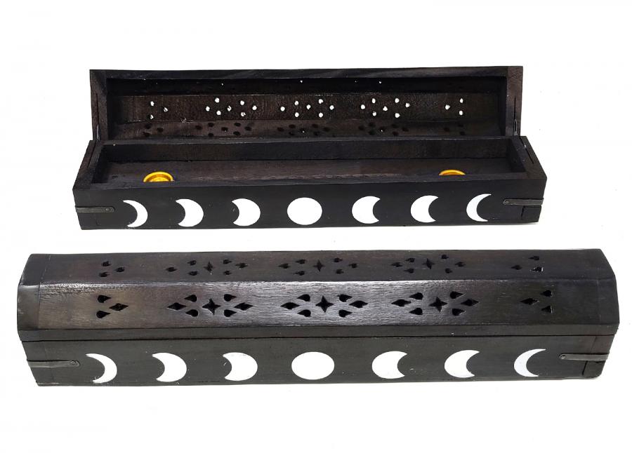 Black Moon Phase Coffin Incense Burner