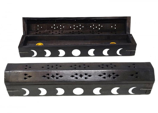 Black Moon Phase Coffin Incense Burner