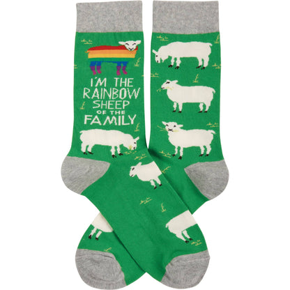 Rainbow Sheep In The Family Socks