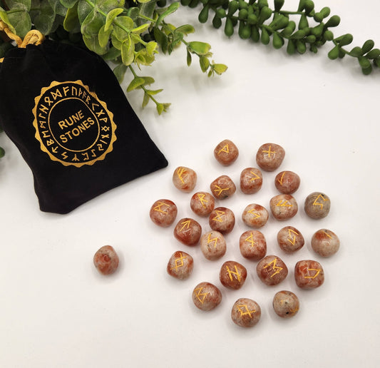Sunstone Rune Sets with Velvet Pouch