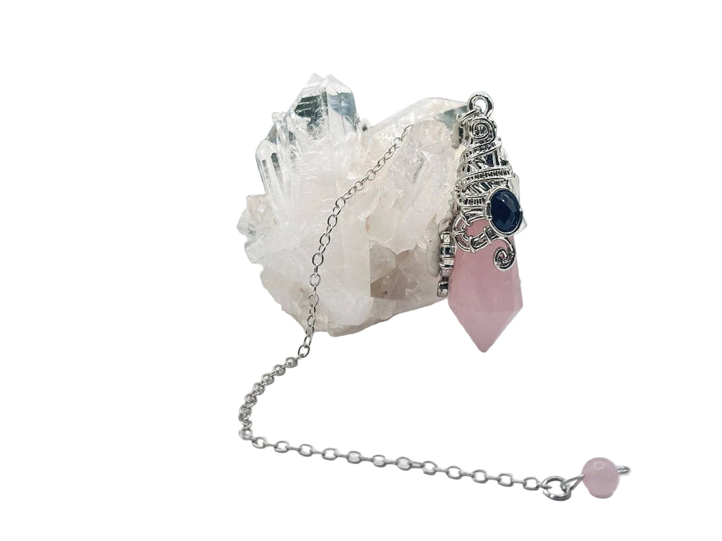 Gemstone Pendulum  12 Faceted Antique Silver Color