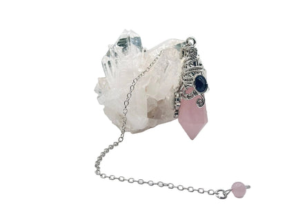 Gemstone Pendulum  12 Faceted Antique Silver Color