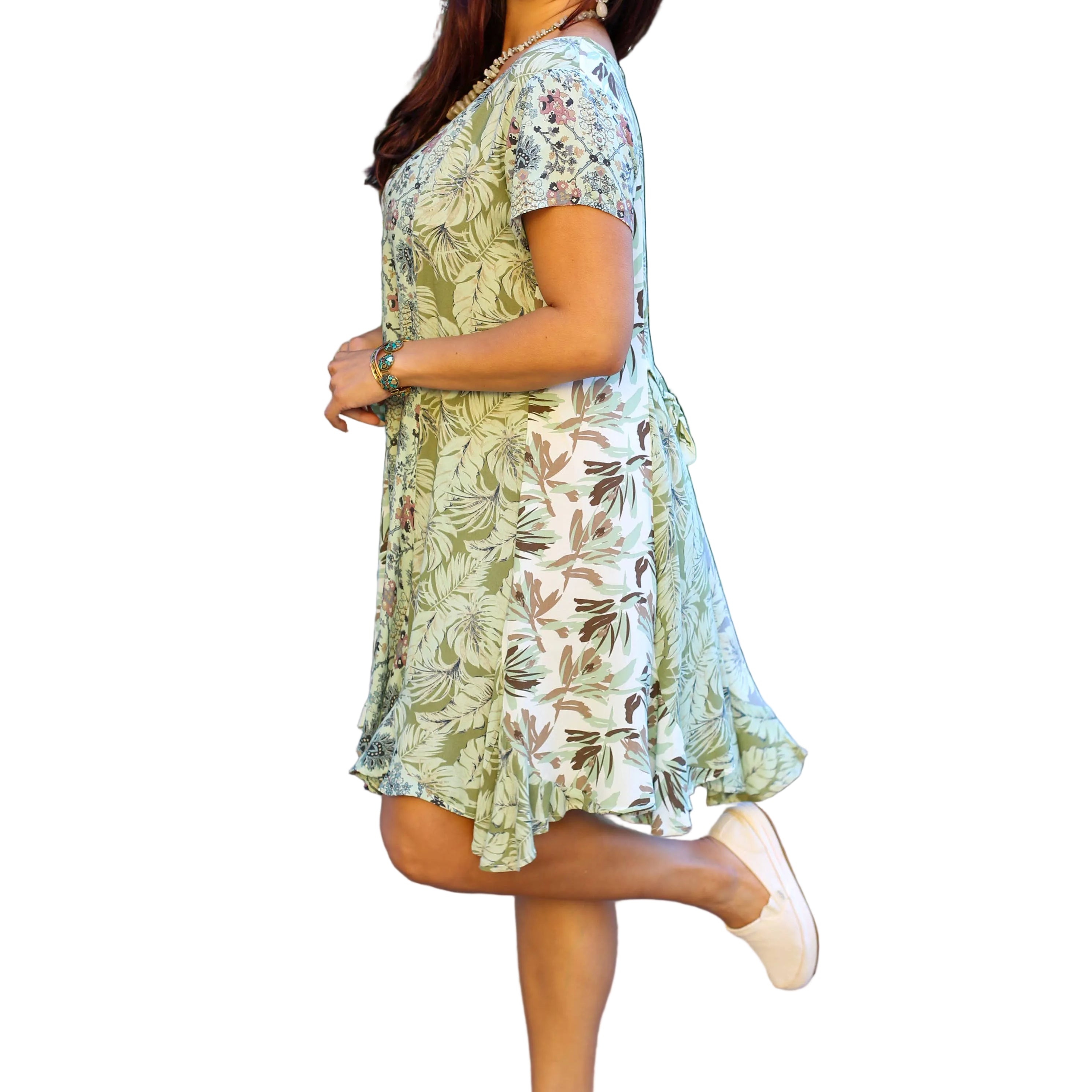Short Summer Dress: Mint Meadow Patchwork