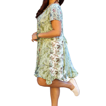 Short Summer Dress: Mint Meadow Patchwork