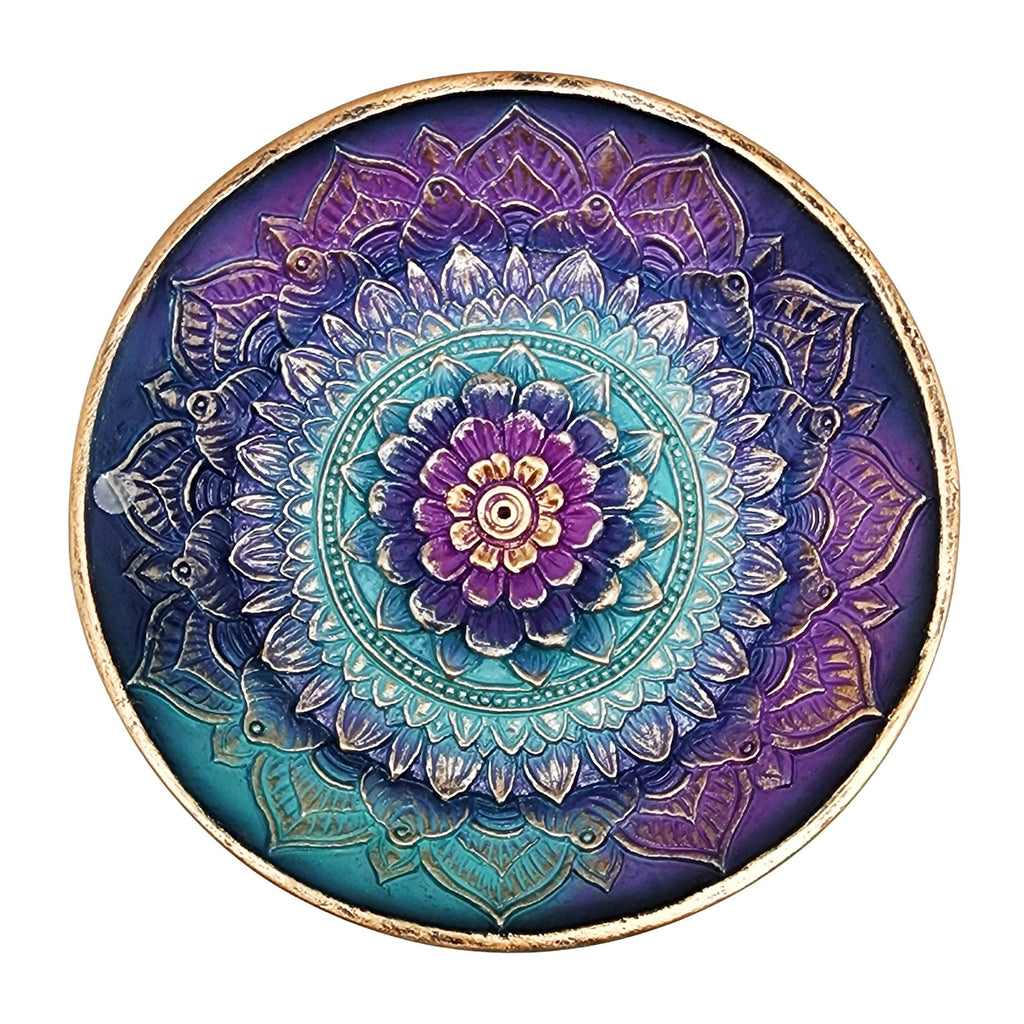 Colored Mandala Round Incense Burner