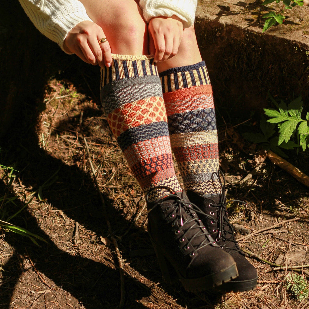 Nutmeg Knee Socks | USA Made Sustainable Mismatched Socks