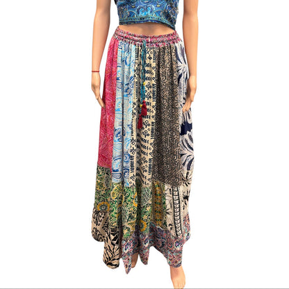 Multi Patch Long Festival Skirt