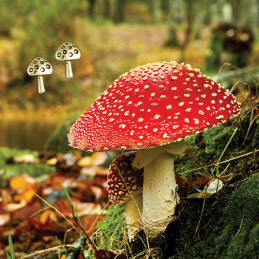 Gold Mushroom Post Earrings