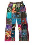 Blue and Purple Embroidery Floral Patchwork Pants