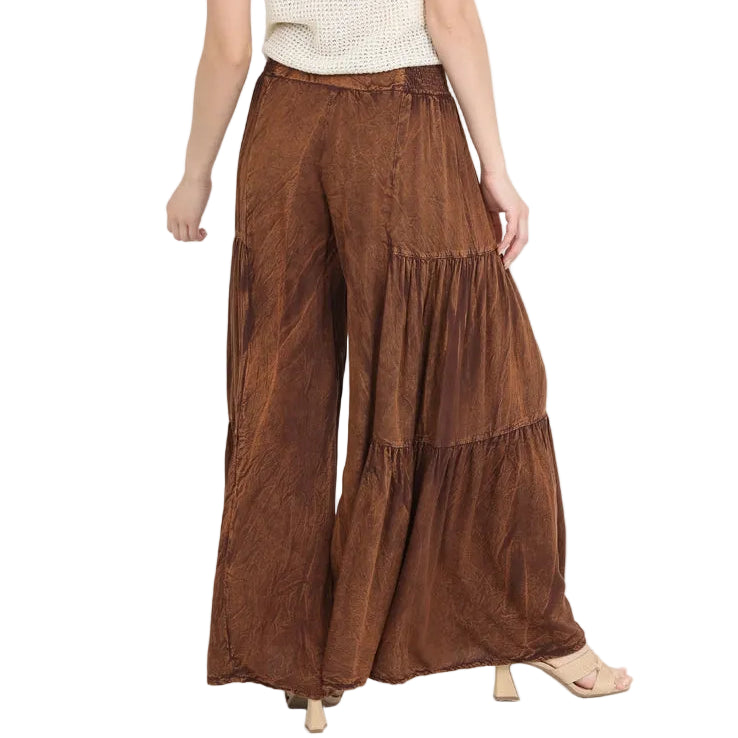 Tired-Side Stonewash Palazzo Pants