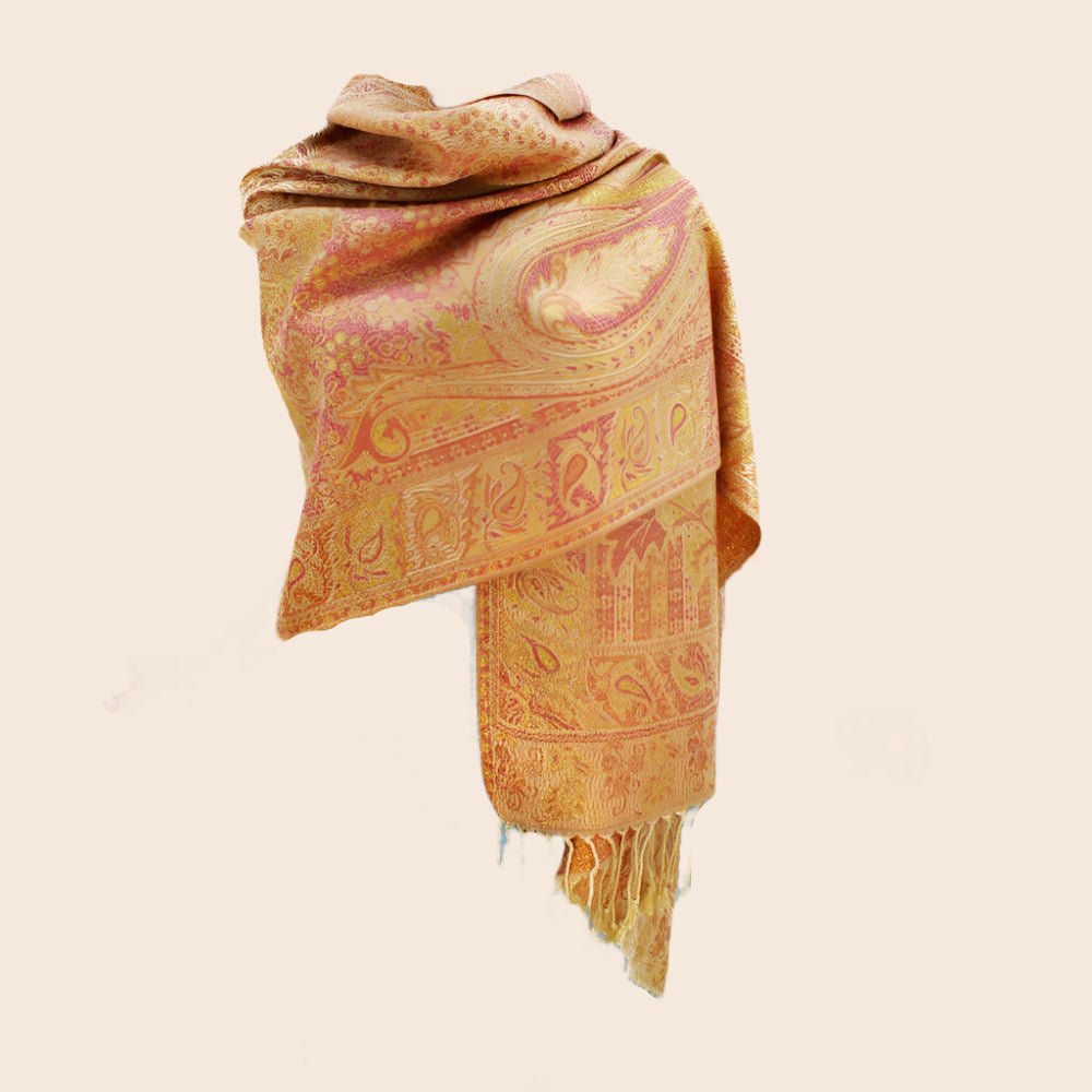 Metallic Paisley Printed Pashmina Scarf Shawl