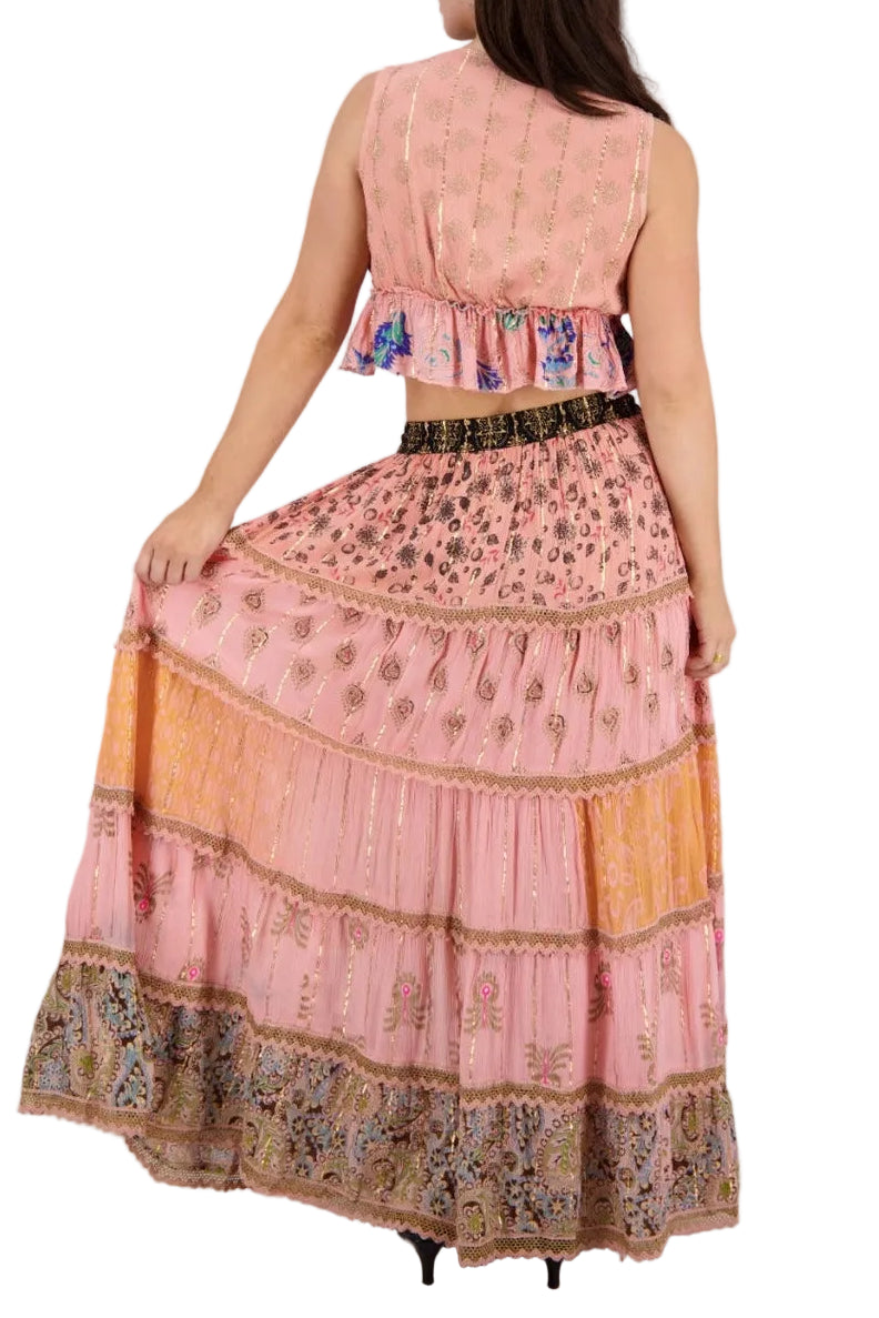 Lurex Rayon Matching Skirt and Top Set
