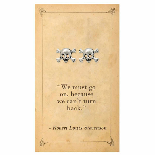 Literary Quotes Skull Post Earrings